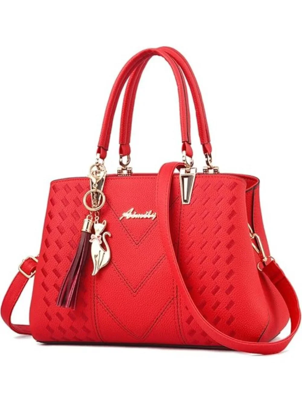 Women's 1-bright Red Shoulder Bag Ladies Satchel Messenger Tote Bag Purses
